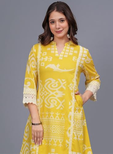 Image of rytras Women Cotton Kurta Set with Palazzo Pants