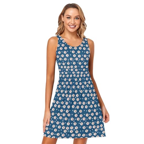 Image of ALAZA Women's Summer Dress Sun Dress Sleeveless with Pockets
