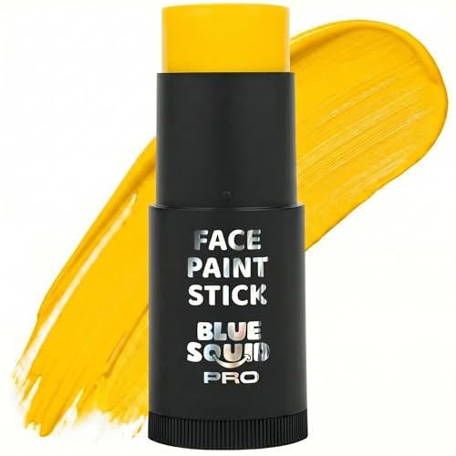 Blue Squid PRO Yellow Face Paint Stick - XL (21g/0.75oz) Waterproof Body Paint for Adults & Kids Eye Black Baseball - Vegan Hypoallergenic Twist-Up Non-Toxic Makeup Stick for Cosplay Sports