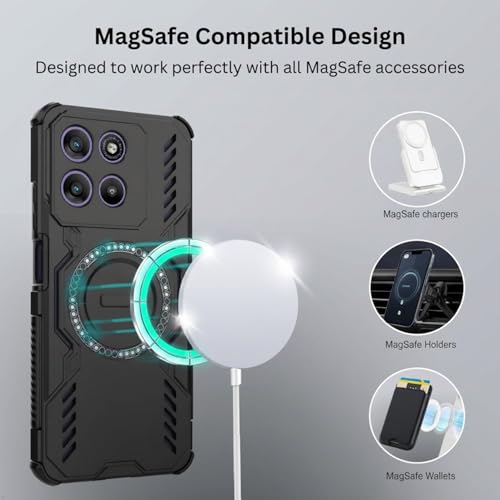 Image of ShieldTech Back Cover Case for Motorola Moto G57 Power 5G | 360 Protection Mobile Phone Case Mag-Safe | Motorola G57 Power Back Cover | Moto G 57 Power Back Case 5+G - Black TPU+PC