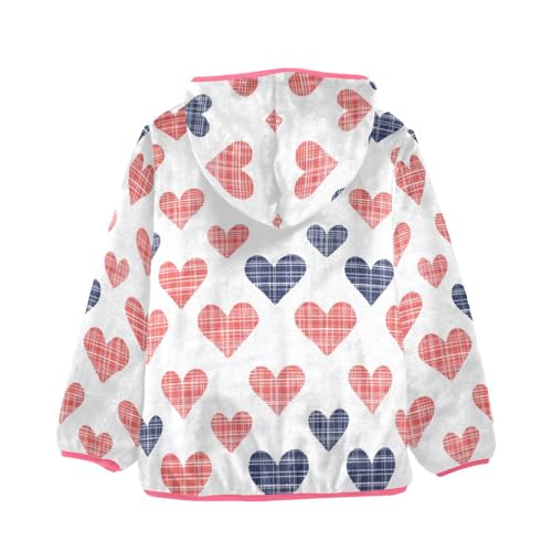 Red Blue Heart Love Girls Fleece Jacket Girls Fall Jacket Girl Coats Zip Up Hoodie Children Sherpa Warm Outerwear 2-10T2