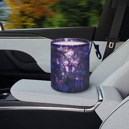 Image of Flower Butterfly Print Car Hanging Trash Can, Waterproof Foldable Car Interior Organizer for Seats and Console, Lightweight Car Garbage Bin for Vehicle Vocation Bedroom Office
