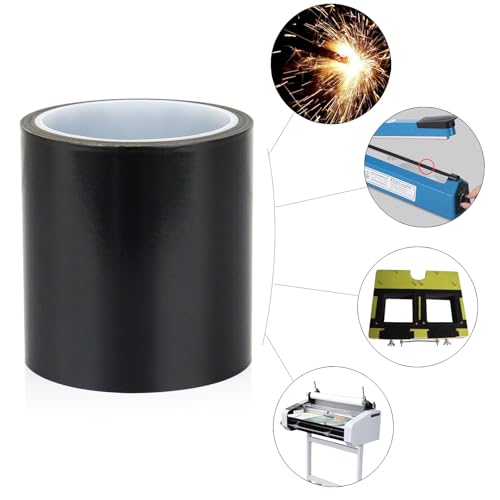 Image of BOMEI PACK Black PTFE Teflonn Glass Cloth Tape, 4'' x 33ft High Temperature Tape Fiberglass Adhesive, Heat Resistant for Fabric,High-Speed Sealing Machine,Vacuum Sealer Machine,1 Pack