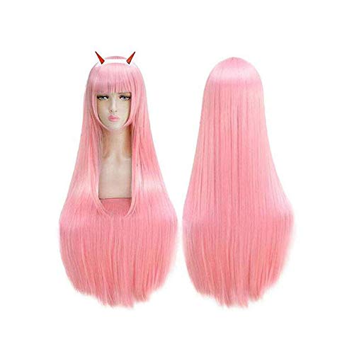 Darling in The FRANXX Cosplay Wig Zero Two Halloween Costumes Hair with Headband Pink