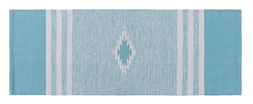 Image of Hand Woven 100% Natural Cotton Designer Rug|Kitchen Runner|Bedside Runner|Kitchen Mat|Carpet|Multiple uses for Balcony,Size-22x60 Inches, (Sky Blue)