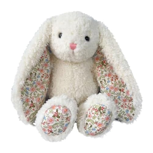 okegztoa Floral Bunny Stuffed Animal Cream French Style Blossom Romantic Rabbit Plush Toy Easter Stuffers Birthday Gifts Girlfriend Kids Party Favors Home Aesthetic Bedroom Decoration 8.7 Inch 9.5 oz