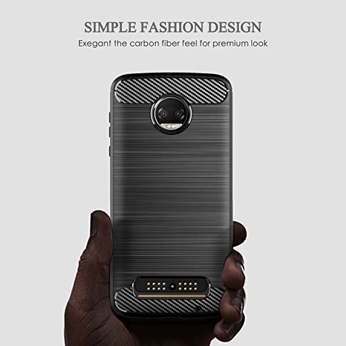 Asuwish Phone Case For Moto Z2 Force With Tempered Glass Screen Protector Cover And Slim Soft Cell Accessories Protective Motorola Motoz2Force Droid Motoz2 Z2Force Z 2 2Z Women Men Carbon Fiber Grey #TOP3