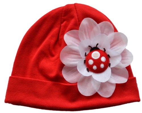 Funny Girl Designs Puffy Ladybug Cotton Baby Hat (0-6/9 Months) Red