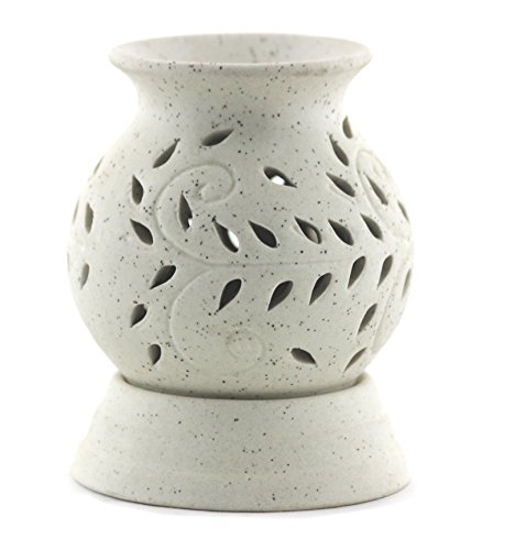 Image of BRAHMZ Ceramic Aroma Oil Diffuser, Electric Matki Burner with Bulb, White | Handcrafted Ceramic | Includes 10g Rose & Vanilla Oil | Manual On /Off, No Auto Shut-Off | For Home, Office & Bedroom