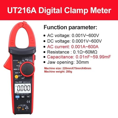 1pc UT216A UT216B UT216C UT216D Series Digital Clamp Meter 600A MAX/MIN/Relative Modes(UT216A) miniatura 2