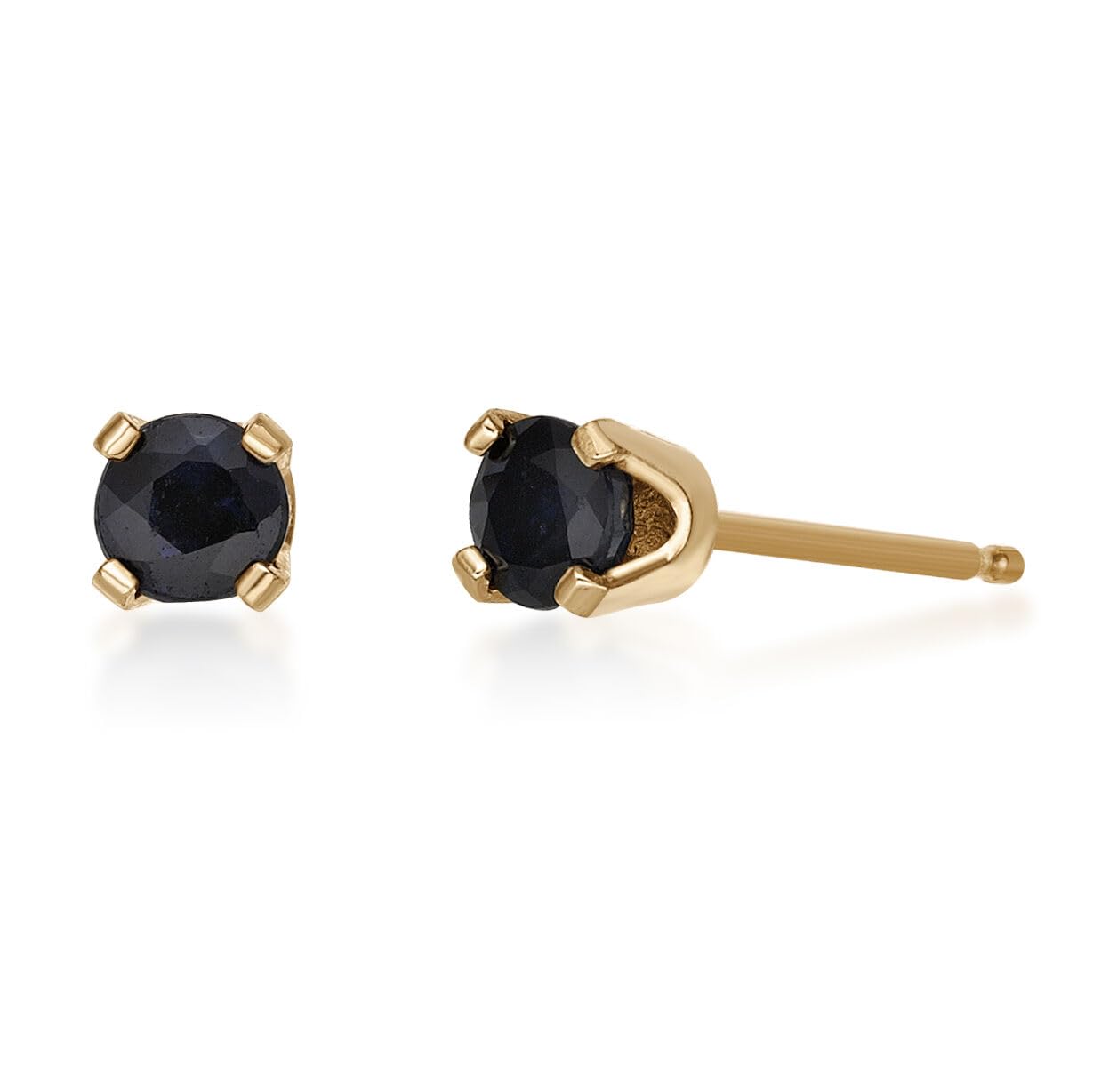 Small Gemstone Round Stud Earrings for Women I 14k White or Yellow Gold Earrings I 3mm Birthstone 4-Prong Setting I Push Back Studs by Lavari Jewelers