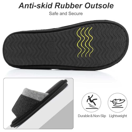 Mens Open Toe House Slippers with Non-slip Sole Men's Shoes Two-Tone Memory Foam Slippers Machine Washable Slipper for Men Gift for Male Dad Friends4