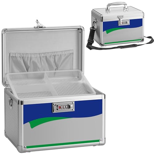 Image of Medicine Lock Box with Combination Lock - 11.2 x 7.6 x 7.6 Inches - First Aid Safe Medication Storage Box, Medications and Personal Items, Safe Boxes for Home and Outdoor - Silver