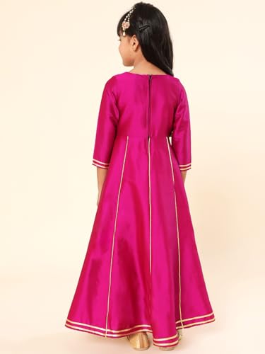 Image of A.T.U.N. (ALL THINGS UBER NICE) Girls Woven Design Gota Jacket Maxi Anarkali Gown