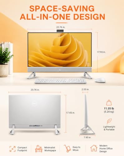 Image of Dell 27 inch All in One Desktop Computer, 64GB RAM, 2TB SSD, for Home Office | 27 inch FHD IPS Display | Intel 10-Core 7 150U | 1080P Camera | Wi-Fi 6E | Wired keyboard mouse | Windows 11 Pro
