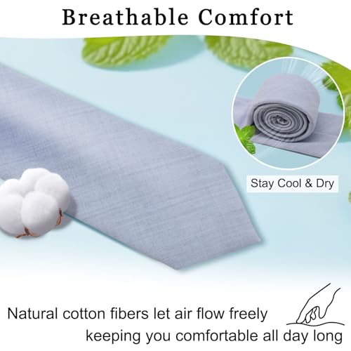 Image of Cotton Ties for Men Solid Color Skinny Tie Mens Necktie for Wedding Graduation Formal Dinner