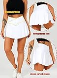 Navneet Women Tennis Skirt with Shorts Pockets Golf Skorts Sport Skirts High Waisted Skater School Mini Skirt Workout Running Scort White S - Image 6