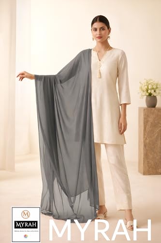 Image of MYRAH Chiffon Solid Casual Daily Use Dupatta For Women's & Girls Length - 2.50 Meter