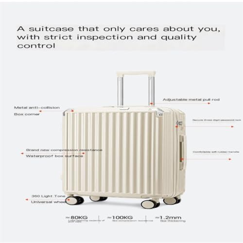 Suitcase Luggage Suitcase For Men And Women 20 Inches New Zipper Silent Universal Wheel Trolley Luggage Code Box Luggage(White,20IN)4
