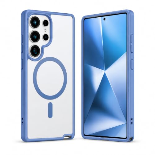 Image of MAGA ClearBack Case Cover for Samsung Galaxy S26 Ultra 5G, Crystal Clear Magnetic Case Compatible with MagSafe, Hybrid Hard PC Back & Soft TPU Bumper, Shockproof Protective Cover Blue