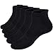 VoJoPi 5 Pares Calcetines Running Hombre, Calcetines Deporte Tobilleros con Anti-Rozaduras, Calcetines Algodon Transpirables para Fitness, Maratón, Tenis 39-46, Negro