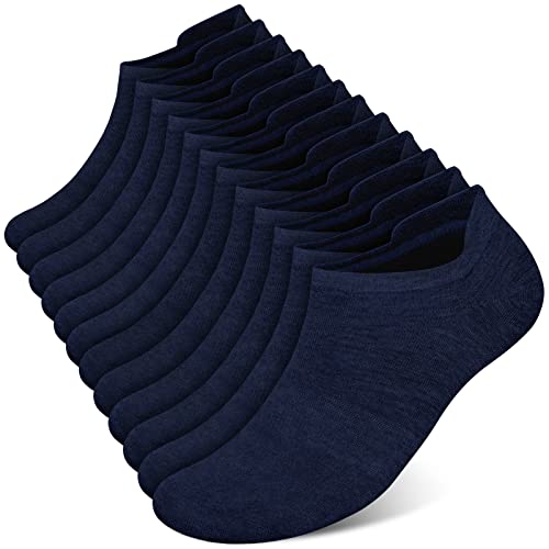 Ankle Socks Mens Trainer Socks Breathable Cotton Low Cut Socks (6 Pairs) Non Slip No Show Socks with Arch Support (6 Navy)