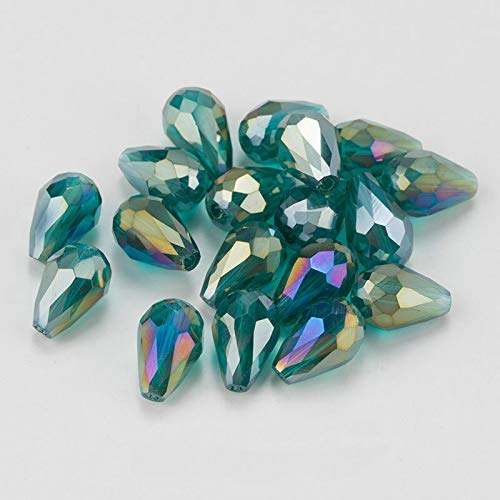 8x10mm Aqua Green Crystal Tear Drop Glass Beads | Loose Spacer Beads for Jewellery Making, Earrings, Necklaces, Bracelets & DIY Craft-image-21