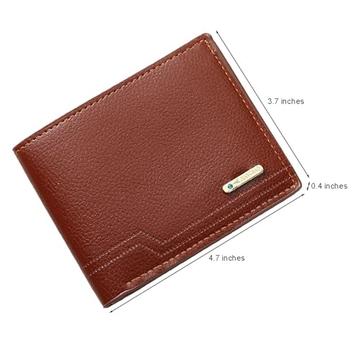 Image of Slim Wallet for Men with Coin Purse, Minimalist Wallet with Zipper, Bifold Mens Wallets with Credit Card Holder, PU Leather Men's Wallet with Money Clip, Carteras Para Hombres (Brown L)