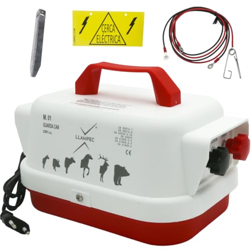 Llampec Pastor Eléctrico 01 Guarda Can con Conexión a Red 230v – 2,5 J - 9.000 V - 15 km de Alcance – Cerca eléctrica Para Perros, Caballos, Cerdos y Vacas – Fabricado en España