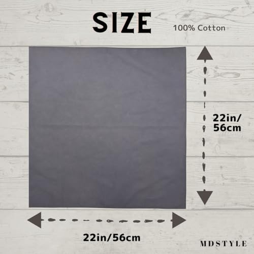 Image of MDSTYLE 100% Cotton Solid Color Bandana for Men & Women 22 inch x 22 inch Handkerchief Headband Scarf