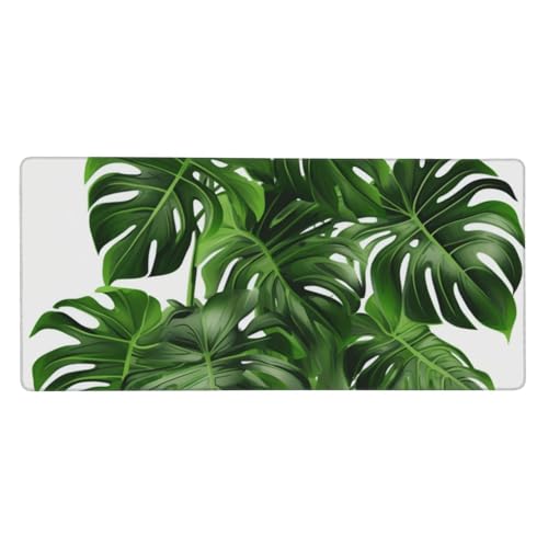 大型デスクマット 35.4 x 15.7インチ 拡張ゲーミングマウスパッド XXL Monstera Deliciosa バナナ パーム キーボードマット ロングマウスパッド デスクデコレーション ライティングパッド デスクトップマット ノートパソコン マ