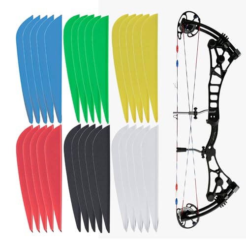 ZEACCT 30 Piezas Plumas para Flechas, Plumas de Tiro con Arco, Tiro con Arco Plumas de Flecha, Pluma de Flecha con Corte de Escudo, Plumas de Flecha de Goma de Plástico, para Arcos de Tiro con Arco