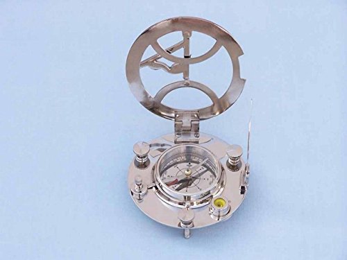 Brújula Náutica Redonda con Reloj Solar Hampton Chrome 6" miniatura 3