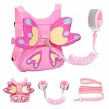 Toddlers Leash + Anti Lost Wrist Link Child Kids Safety Harness Kids Walking Wristband Assistant Strap Belt for Girl Pink Christmas Gift (PINK2)