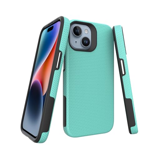 Image of NOXO Ultra-Hybrid Triangle Back Case Cover for iPhone 15, | Shockproof Design | Camera Protection | Soft TPU & Rugged PC | Bumper Case Cover for iPhone 15, (Mint Grean)