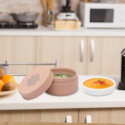 Image of JAYPEE Mini Max Lunch Box for School, Office, Ideal for Snacks and Meal, Keeps Food Hot & Fresh Insulated Stainless Steel Inner with Plastic Dish Inside for Office, College and Picnic, Peach, 830 ml