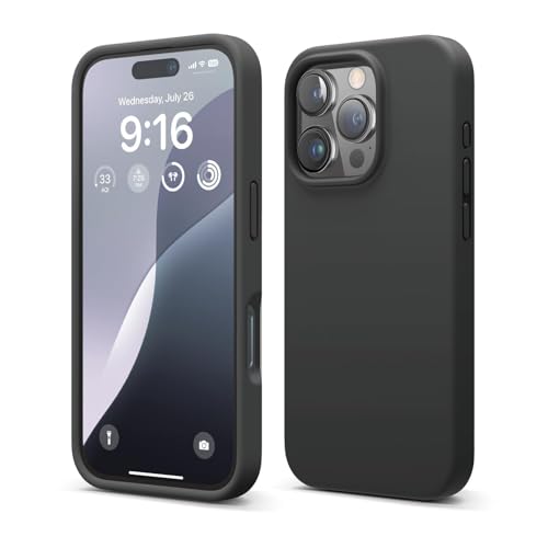 Image of AIBEX Premium Liquid Silicone Back Cover Case Compatible for iPhone 16 Pro | Shockproof, Drop and Camera Protection | Slim Phone Case, Anti-Scratch Soft Microfiber Lining - Black