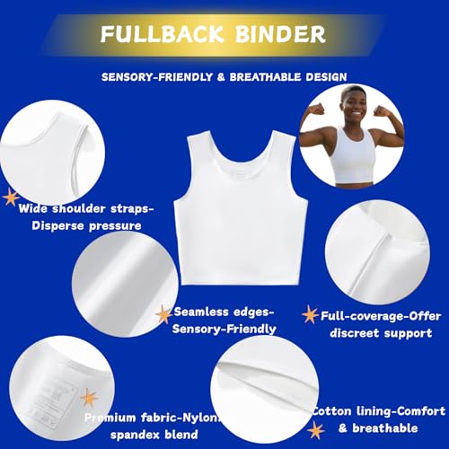 Image of Wonababi Chest Binder for Transgender - Fullback Ultra Flat Compression Bra for FTM, Large Breasts