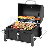 Portable Charcoal Grill, Tabletop Outdoor Barbecue Smoker, Small BBQ Grill for Outdoor Cooking Backyard Camping Picnics Beach by DNKMOR
