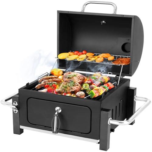 Portable Charcoal Grill, Tabletop Outdoor Barbecue Smoker, Small ...