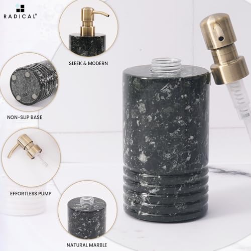 Image of Radicaln Marble Liquid Soap Dispenser 7.5'' Inches Black Handmade Pump Bottle Dispenser Hand Soap Dispenser for Bathroom