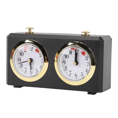 Analog Chess Clock Professional Wind Up Portable Large Easy to Read Dials Mechanical Chess Timer for Chess Competitions (Black)