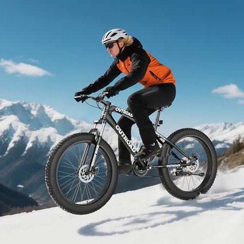 Incbruce 26 Inch Fat Tire Mountain Bike, High Carbon Steel Frame, 21 Speed MTB with Dual Disc Brakes for Men/Women/Adult - Additional View