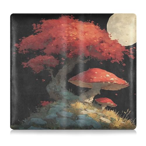Car Registration and Insurance Holders Tree Mushrooms Print, PU Leather for License Documents Cards2