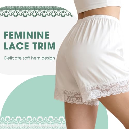 Image of MANCYFIT Satin Bloomers for Women, Lace Hem Slip Shorts