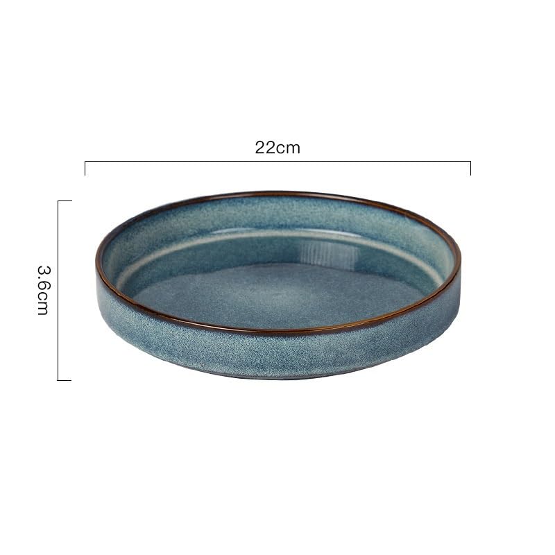 Platos para cocina de cerámica de 8.75 pulgadas, plato creativo retro, plato de sopa occidental, plato hondo para comer (5 piezas)