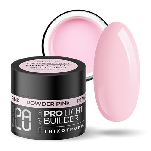 PALU - Gel costruttore per unghie - Gel UV/LED - Nail Art - Tissotropico, auto-livellante, multifunzionale - Brillantezza intensa, duro, senza limatura - Estensione e rinforzo - 45 gPowder Pink