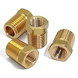 KOOTANS 4pcs Heavy Duty 1/4 NPT Male Thread to 1/8 NPT Female Thread Brass Reducer Hex Bushing Brass...