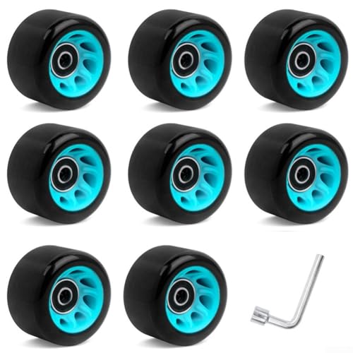 8pcs Roller Skate Wheels 58mm PU Double Row Quad Skateboard Wheels with Bearings High Carbon Steel Indoor Outdoor Skating Accessories