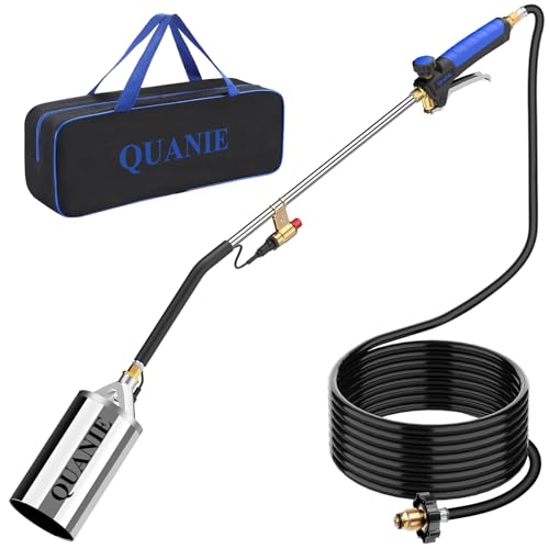 Propane Torch Weed Burner Kit,High Output with Storage Bag,Heavy Duty Self Igniter Blow Torch with Turbo Trigger and 10FT Hose,Flamethrower for Weeding,Roofing,Melting Ice Snow